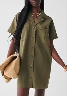 Faherty Palos Verdes Dress in Military Olive Size Small