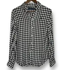 Ralph Lauren Black & White Gingham Shirt Small Buffalo Check Plaid Flannel Style
