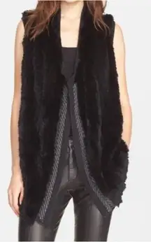 Vince Rex Rabbit Fur Drape Front Sweater Vest S
