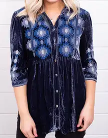 Johnny Was heavily embroidered velvet Naomi smoked shirt/jacket NWT