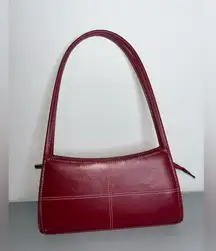 Genuine Leather Oxblood Red Double Strap Hobo Stitched Vintage 90s Shoulder Bag