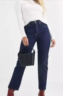 Topshop Women’s Editor Jeans Straight Leg In Dark Wash