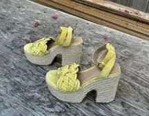 Mark Fisher Oaten Espadrille Platform Sandal in yellow size 6