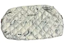 MZ Wallace Blue White Quilted Marble Pattern Cosmetic Bag Size Medium