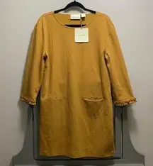 Cynthia Rowley mustard‎ dress pockets frilly sleeves size large NWT