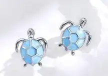 925 Sterling Silver Sea Turtle Stud Earrings