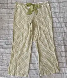 New York & Co women L 100% cotton lightweight pajama pants w/satin tie elastic waist 