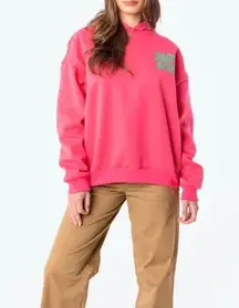 Women’s Edikted “Everything Is Going To Be Okay” Hoodie Pink Green Size XL