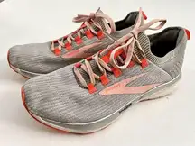 Women's Brooks Ricochet 2 Grey Pink Coral Running Shoes Womens Size 8.5