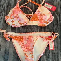 Floral Pink and Orange Bikini Set Size M by Xhilaration