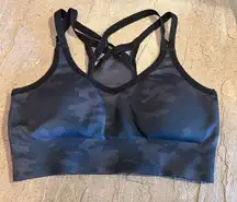 Spanx Look At Me Now Camo Black an Grey Racerback Sports Bra