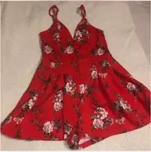 Rue21 floral v cut red romper 