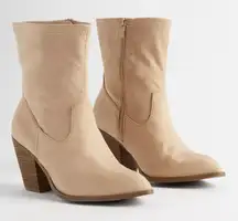 🆕 TORRID 11 W Wide Western Stretch Ankle Booties Boots Tan Faux Suede Cowboy