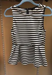 Black And White Striped Peplum Top