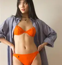 Women’s 90’s Polo Ralph Lauren Sport Hot Orange Bikini Size 14 Bottoms And Top