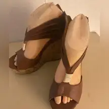 Carrini chestnut Brown platform Wedge Sandals size 8
