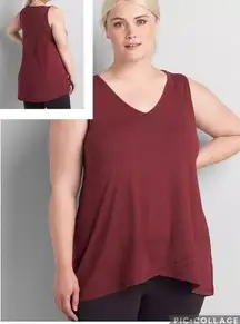 Lane Bryant LIVI Maroon V-Neck Soft Tunic Tank Top Sporty Athletic Casual 18/20