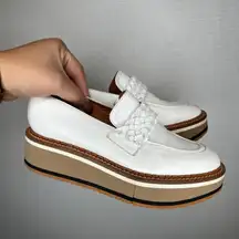 Clergerie Paris Baldie Derby Size 36.5 Platform Loafer White Leather Woven Shoes