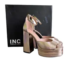 I.N.C. Gold Arya Women's Platform Sandal Size 7.5 #B1225