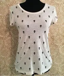 Express Skull With Bowtie Mini Print Graphic Tee Shirt Size Small