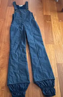 Levi's Vtg 70s Ski Bib Denim Blue Jean Snow Suit Overalls Apres Womens 10/12