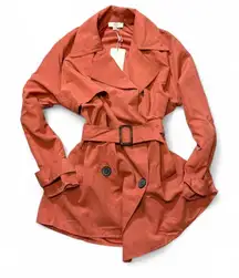 Faux Suede‎ Double Breasted Trench Coat