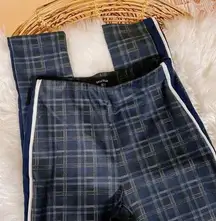 🛍️ Lea & Viola High Rise Navy Blue Plaid Tapered Skinny Stripe Pants Size S