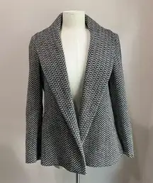 Anne Klein Herringbone Virgin Wool Open Front Jacket Size 4