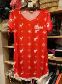 Red  nightgown with reindeer