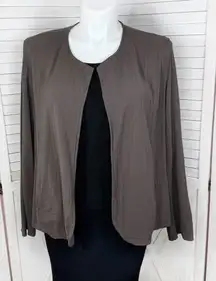Eileen Fisher Vintage Textured Open Front Cardigan Blazer Jacket Brown XL