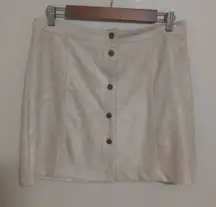 Giddy Up Glamour M Western Snap Front Faux Suede Mini Skirt in Light Beige