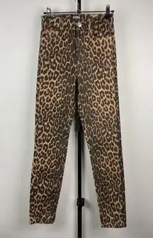 ZARA Denim Collection Brown Black Leopard Print High Rise Skinny Jeans Size 4