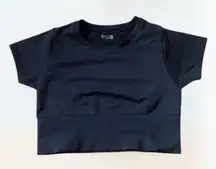 Offline by Aerie black cropped athletic seamless short sleeve shirt women's sz S