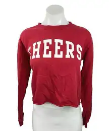 Don't Ask Why  Red Women’s Cotton Cropped Cheers Sweatshirt Long Sleeve One Size