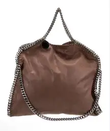 Stella McCartney Shaggy Deer Falabella Fold Over Tote Taupe W/ Ruthenium Chain