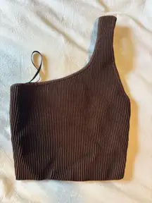 Brown one shoulder aritzia tank 