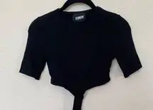 Reformation  rib knit cut out criss cross crop top black Size S