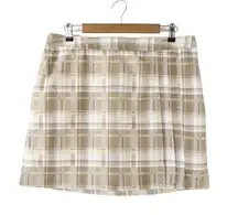 NWT Izod Beige White Plaid Skort Golf Skirt w/ Built in Shorts 10