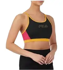 Fila Women's Download Logo Print Sports Bra Black Size Small