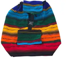 Backpack Unisex Large Rainbow Striped Tribal‎ Print Lightweight Drawstring Boho