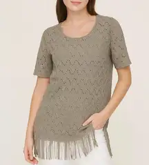 Chico's Crocheted Tunic Top - Size Small (Chico's 1) - with Fringed Bottom EUC