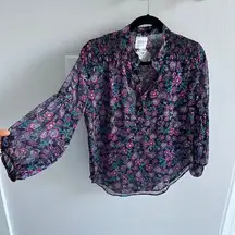 Misa Los Angeles Nina FLoral Print Balloon Sleeve Blouse In Electric Ditsy