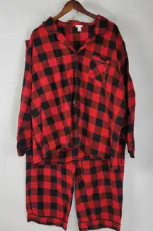 Wondershop Womens Pajama Set Size 3X Red Black Buffalo Plaid Flannel Sleepwear