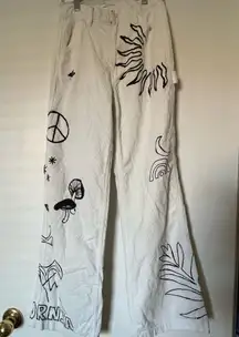 PacSun Carpenter Corduroy Pants XS Graphic Painted  Art