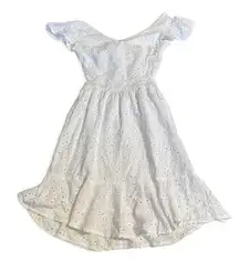 Jessica Simpson  white eyelet dress sz S womens cutout open back tie