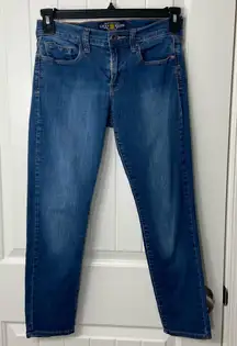 EUC Lucky Brand women’s blue medium wash Sofia capri denim jeans‎ summer stretch