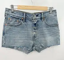 Levi's  Shorts Women 28 Blue 501 Jump Start Button Fly Raw Frayed Hem Cotton