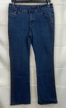 Roz & Ali women's dark wash blue denim embellished beaded rustic jeans y2k 12
