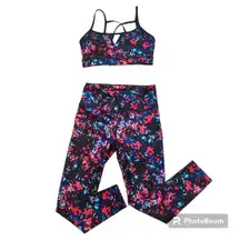Athletic Set Multi Color Leggings and Sports Bra size XS AND SMALL