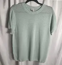 Worthington Women's Size XL Light Green Knit Sweater Pullover Short Sleeve